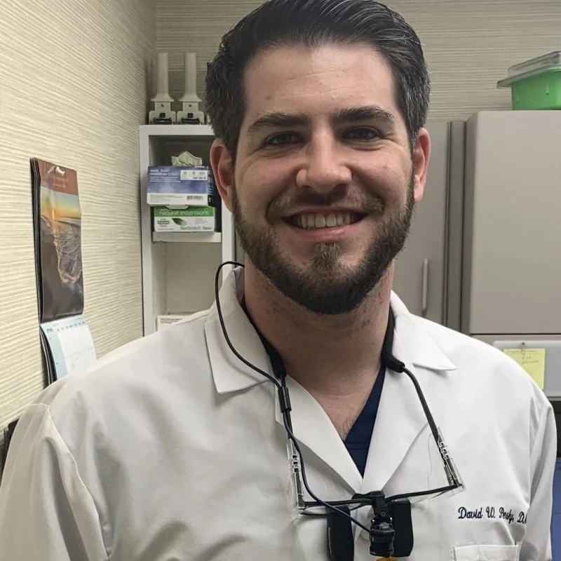 Dr. David W. Persky, DMD, in the office at 362 Ives Street.